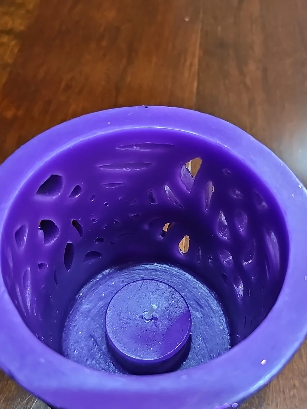 Purple Glitter Spider Cutout Decorative Candle